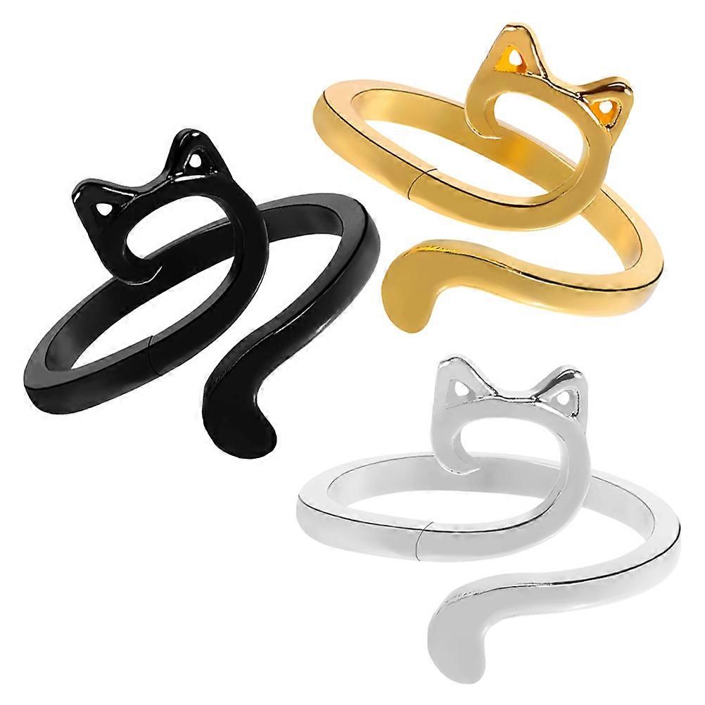 3Pcs Decorative Cat Ear Knitting Ring For DIY Knitting Crafts Assorted Color Delicate Design Utility