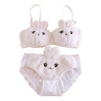 Thickened Thermal Nylon Bra Set With 3D Cats Embroidery Design Seamlessly Comfortable Underwear Christmas Gift For Women  brown suit 38 85AB