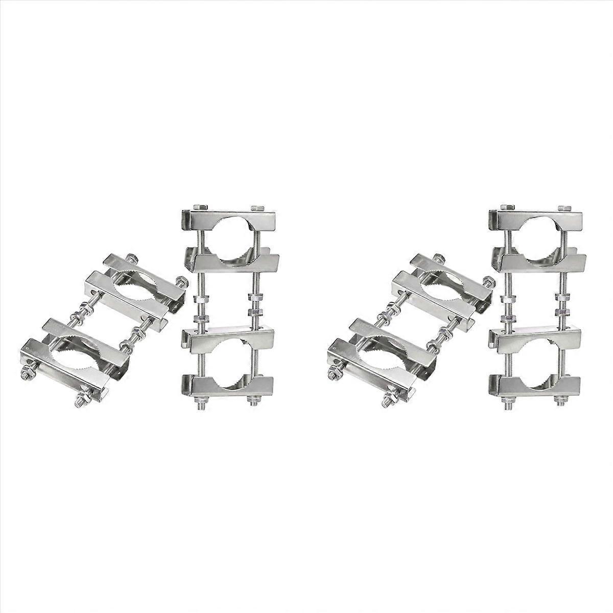 4X Double Antenna Mast Clamp Kit V Jaw Block to Mast Clamp Mounting Bracket Holder for TV CB Ham Fla