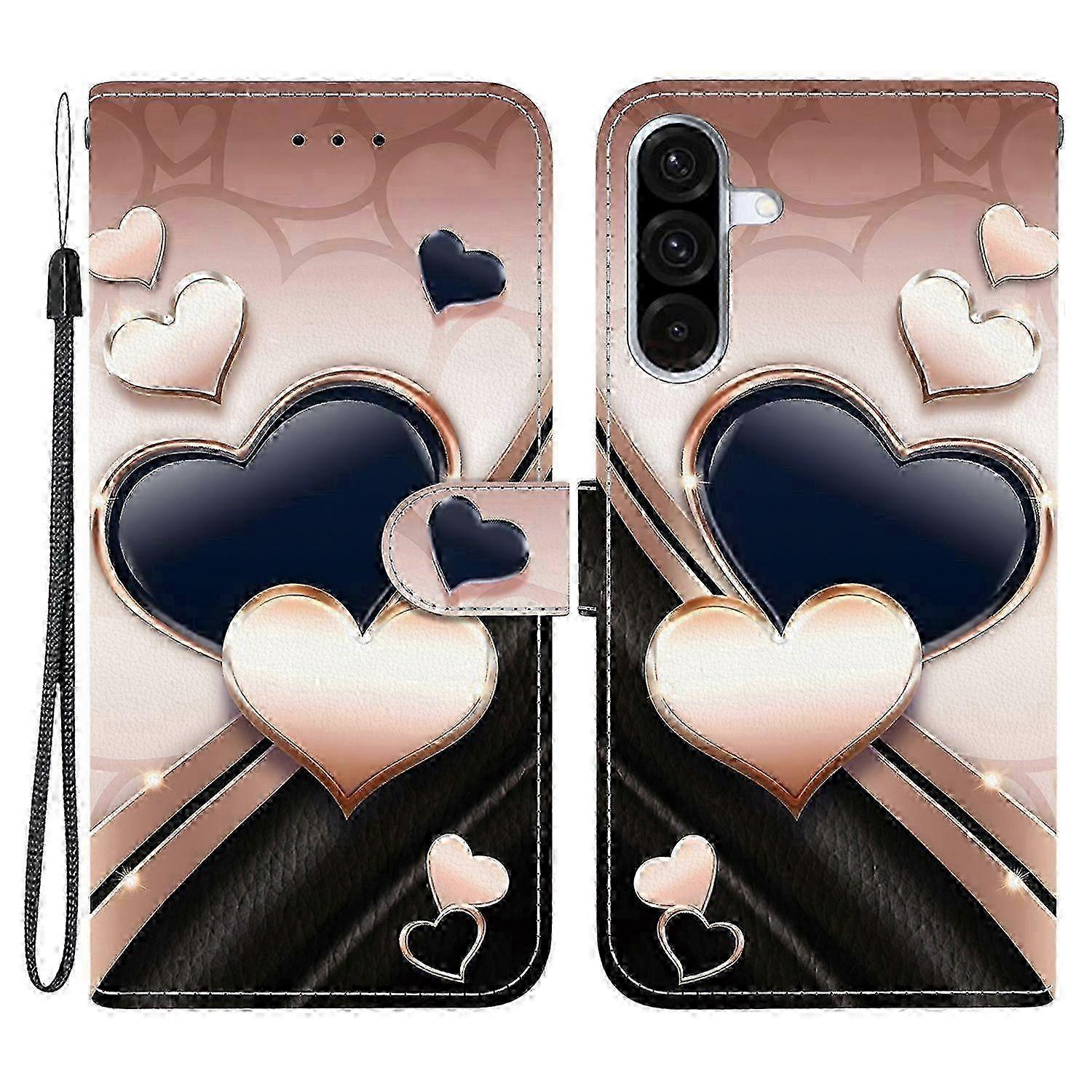 For Samsung Galaxy A56 5G Leather Case Stand Wallet Pattern Printing Phone Cover with Wrist Strap