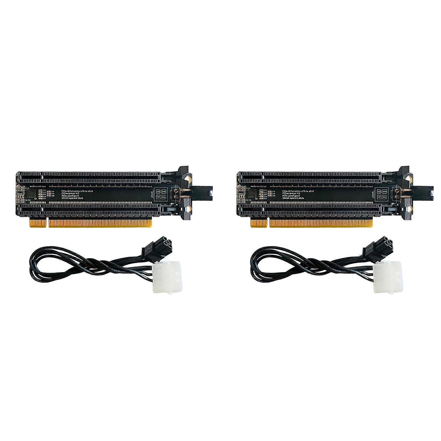 2X PCI-E 4.0 X16 1 to 2 Expansion Card Gen4 Split Card PCIe-Bifurcation X16 to X8X8 with 20mm Spaced Slots CPU4P(4 Pin)