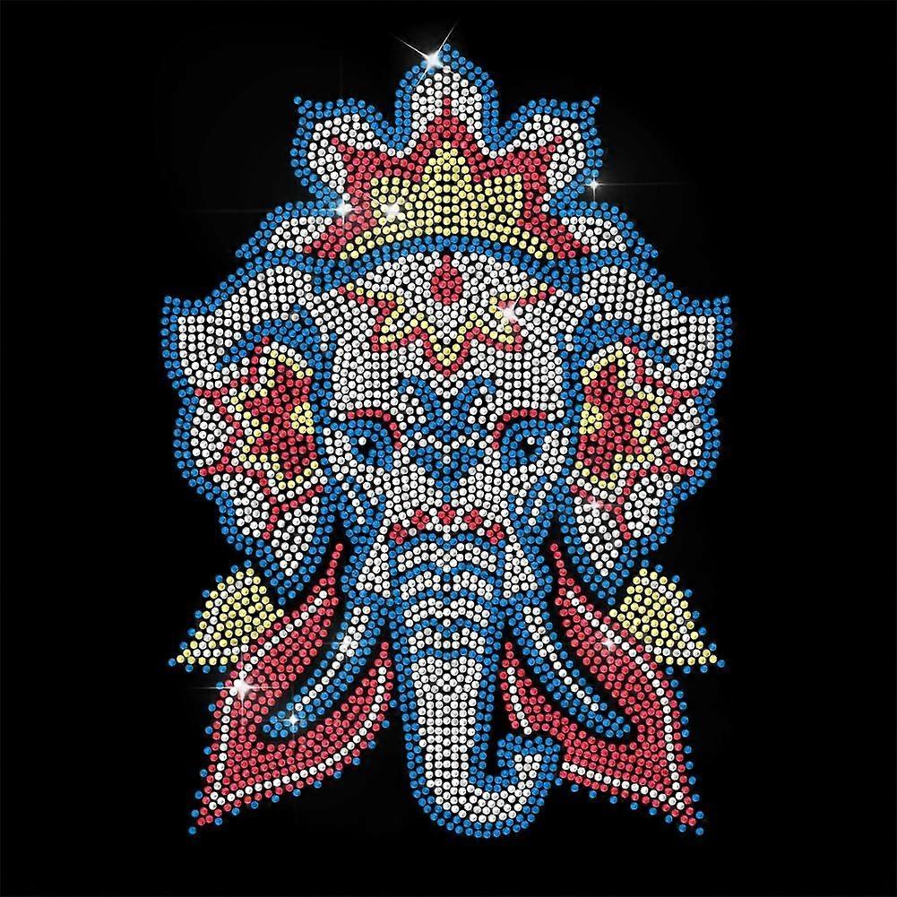 Animal Rhinestone Iron on Transfer Patterned Elephant Bling Diamond Hotfix Patches for Clothes 11.6"x8.2" Large Iron On Sequin Applique for Jeans Jack