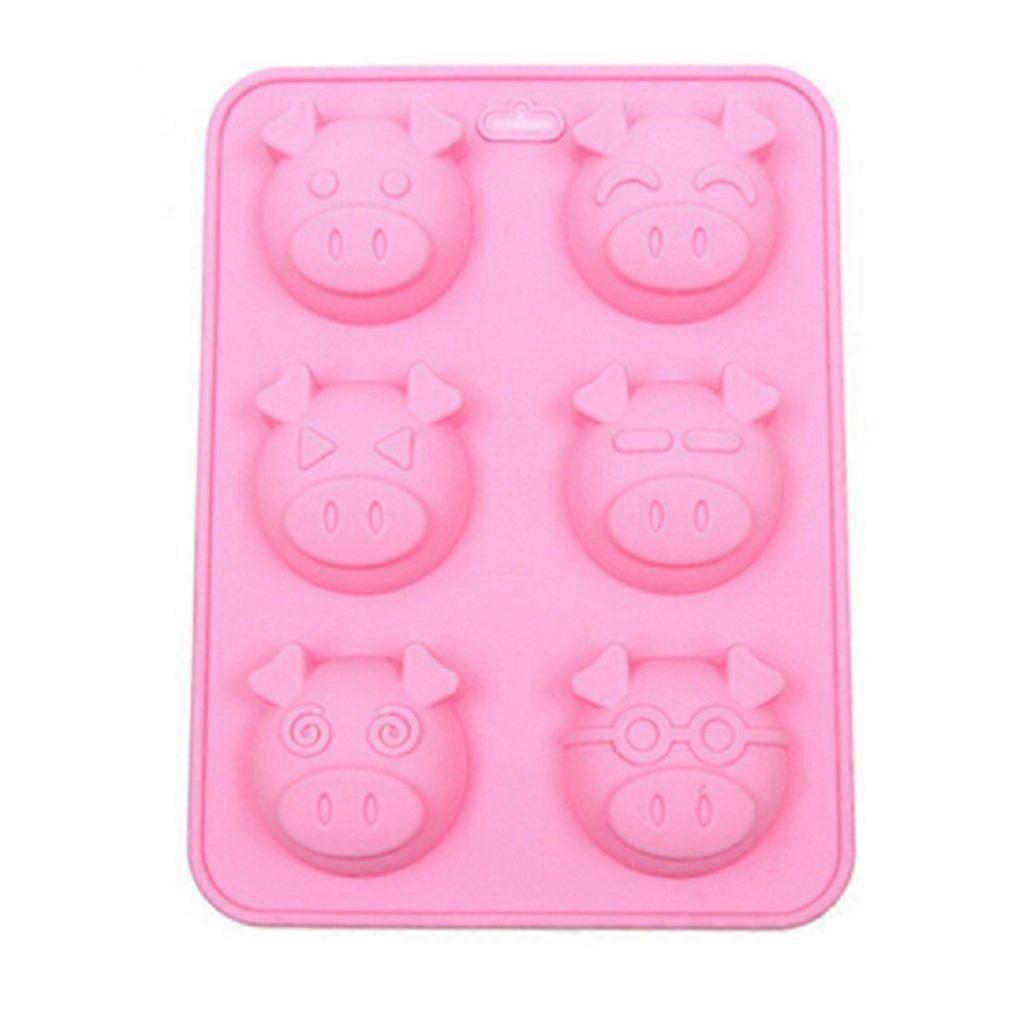 Silicone Cake Mold with 6 Pig Face Shapes for Baking, Chocolate, Ice Cubes, Cupcakes, BPA