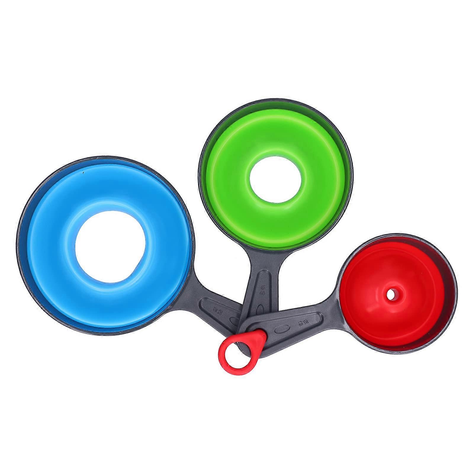 Silicone Funnel Set 3pcs Wide and Narrow Mouth Collapsible Design with HeatResistant Handle