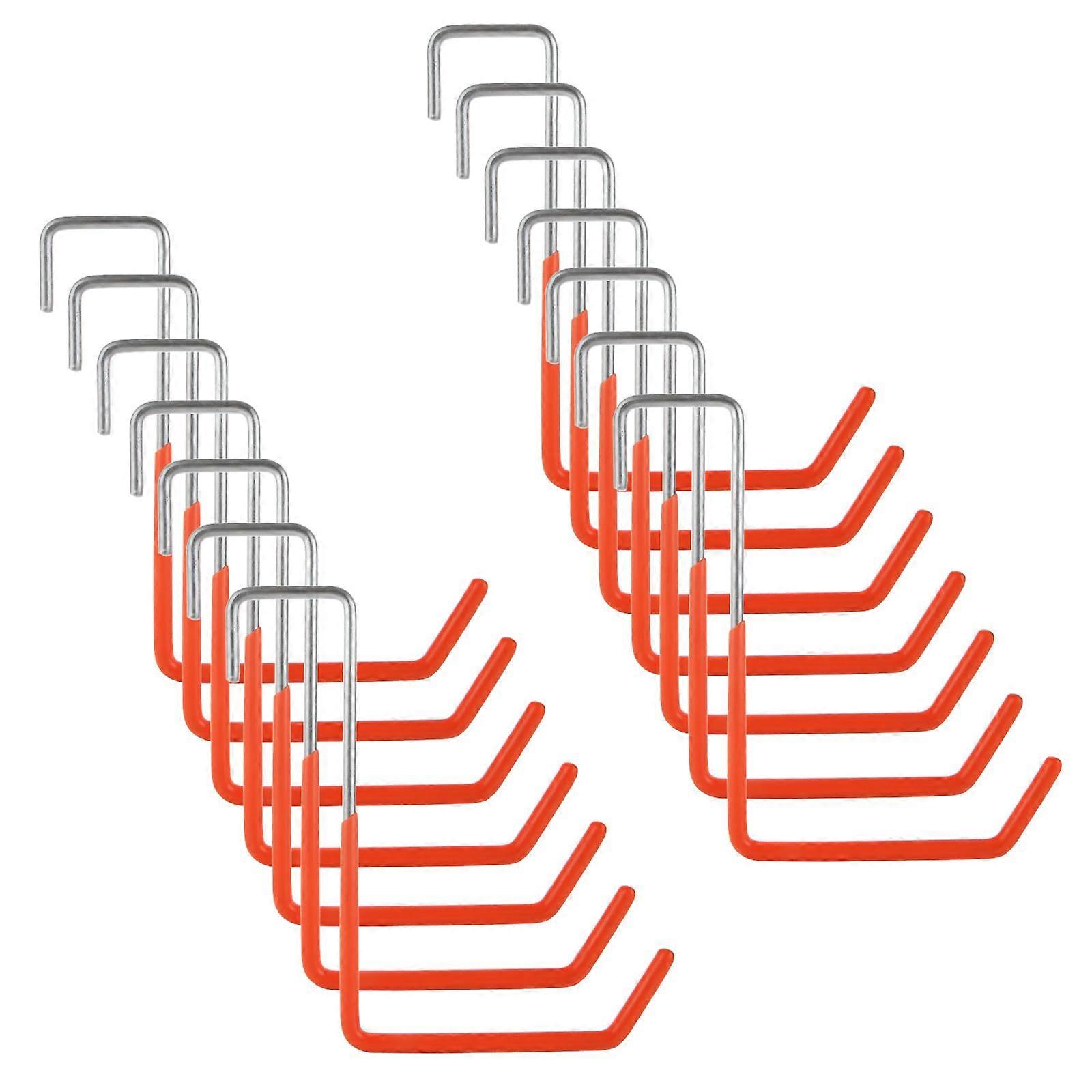16 Pack Heavy Duty Garage Hooks with AntiSlip PVC Grip for Bikes Ladders Tools Orange