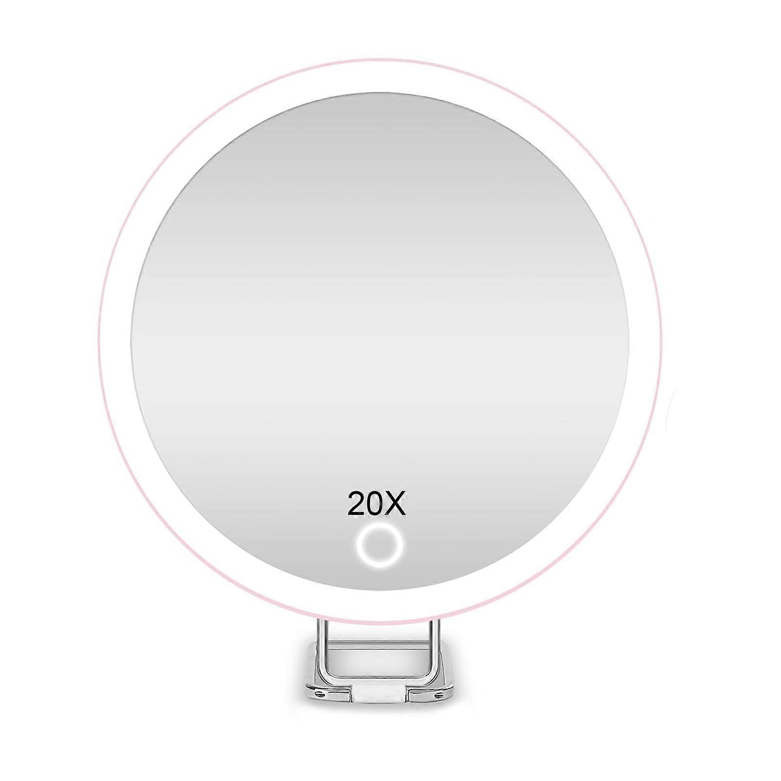 Joyfeel 10/20/30X Magnifying Mirror with LED Light & Tweezers, 360° Rotary, Portable, Wall-Hanging, Handheld Desktop Makeup Vanity Mirror