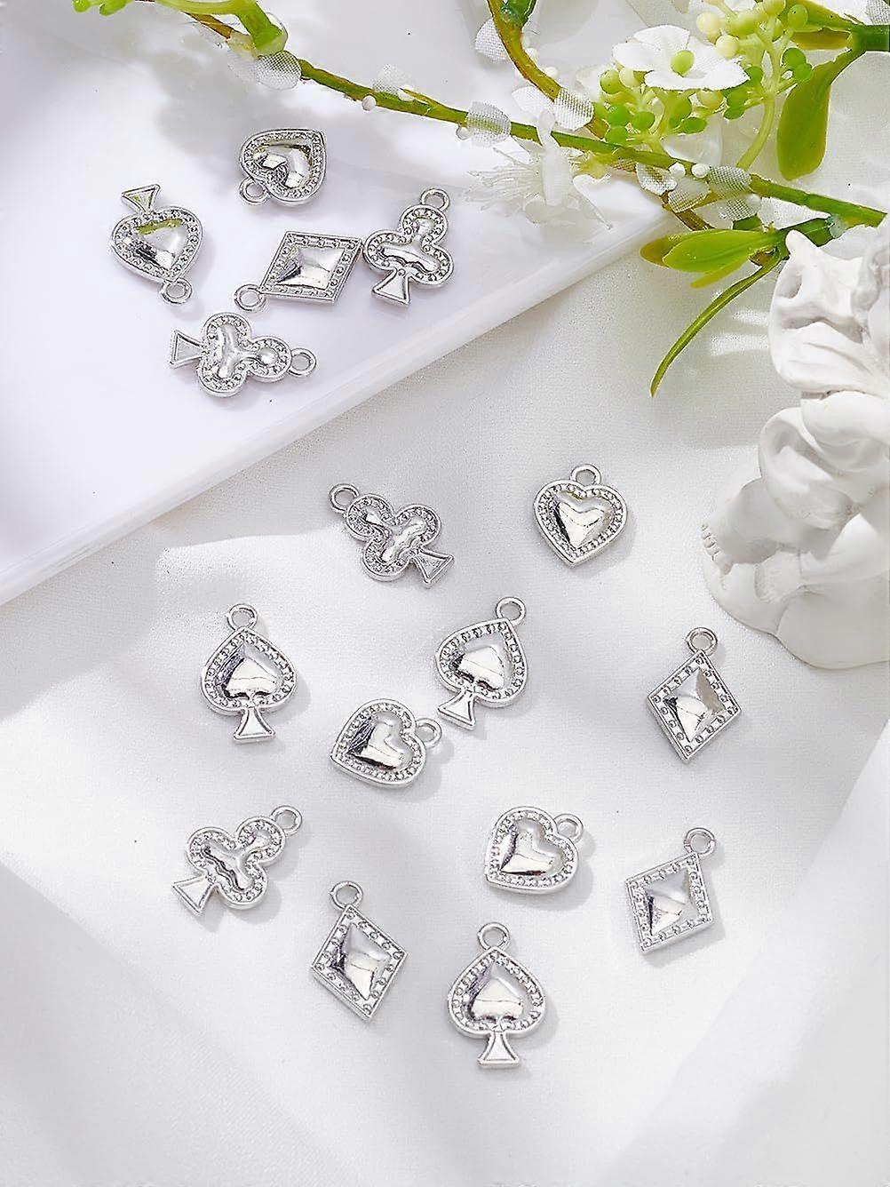 16Pcs Leaf Playing Card Charms Alloy Dangle Charm for Jewelry Making Handmade Craft