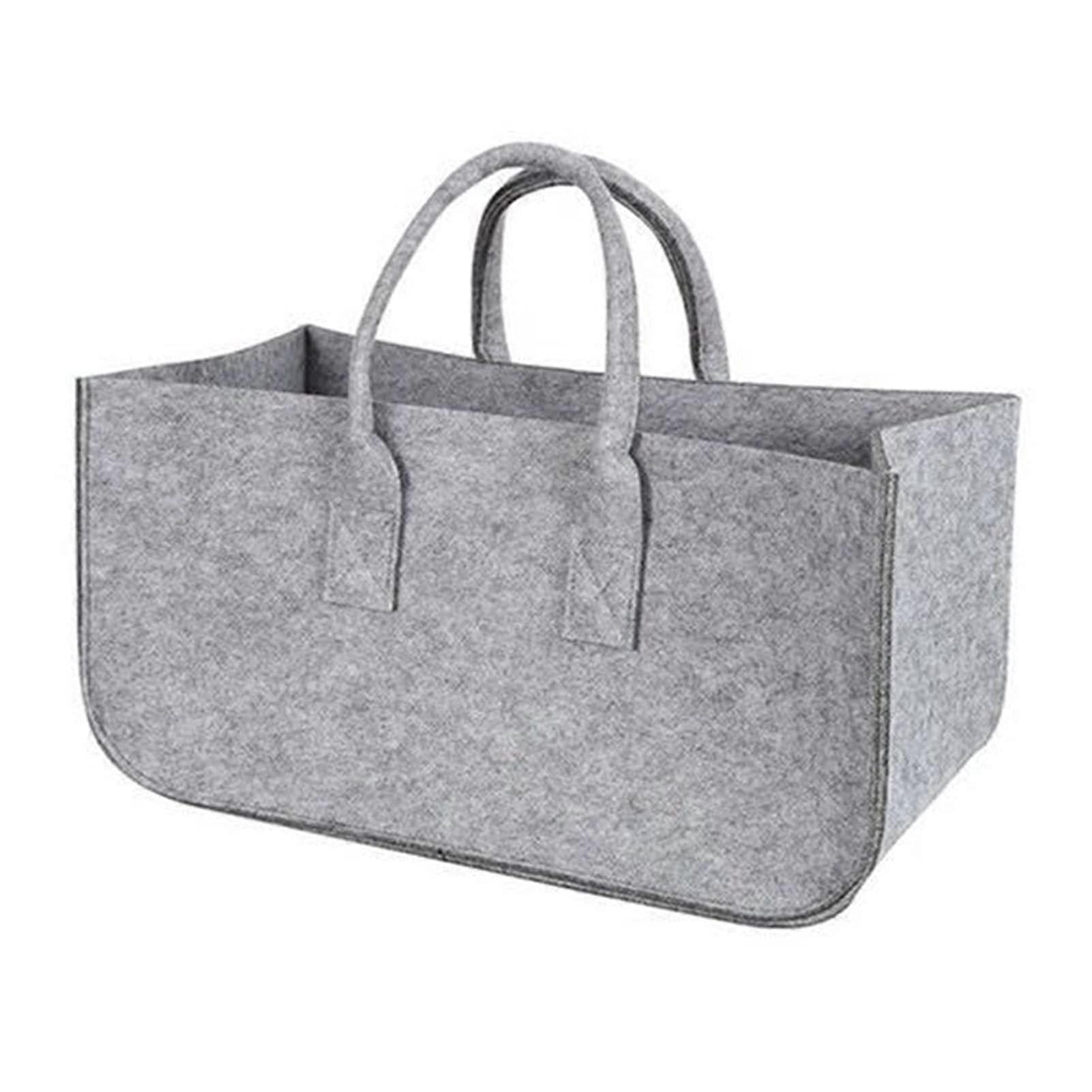 Large Capacity Felt Firewood Carrier Bag with Magazine Rack and MultiPocket Organizer