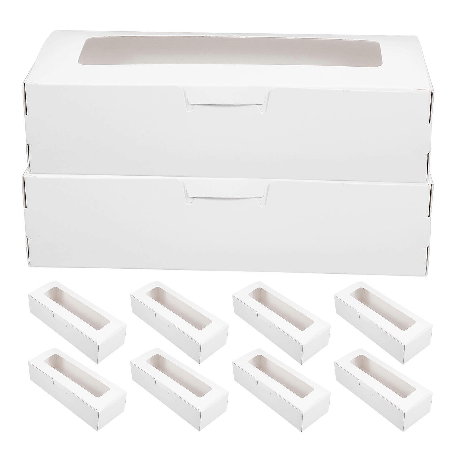 Macaron Boxes with Window Packaging Box for Gift Wrapping 10Pcs White Paper