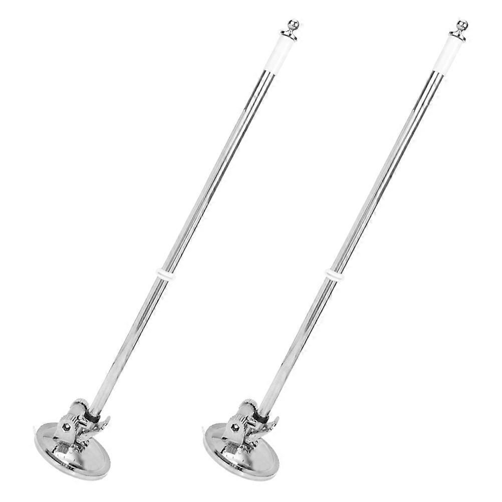 Silver Flagpole Holder for Vehicle Use with Suction Cup Base 2Pcs Set
