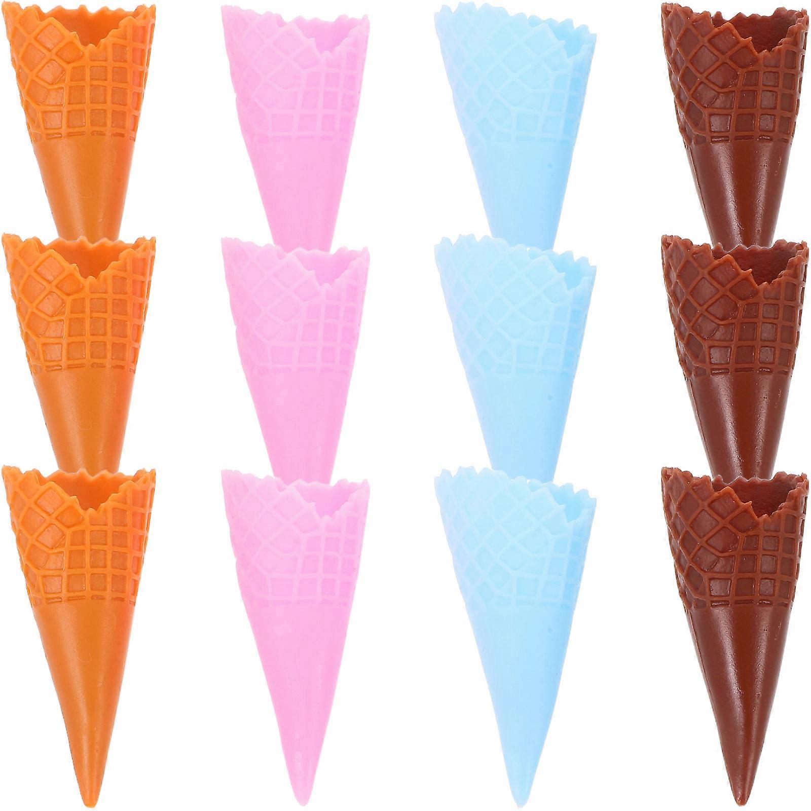 Plastic Ice Cream Cone Model for Decor with 12Pcs Realistic Cones