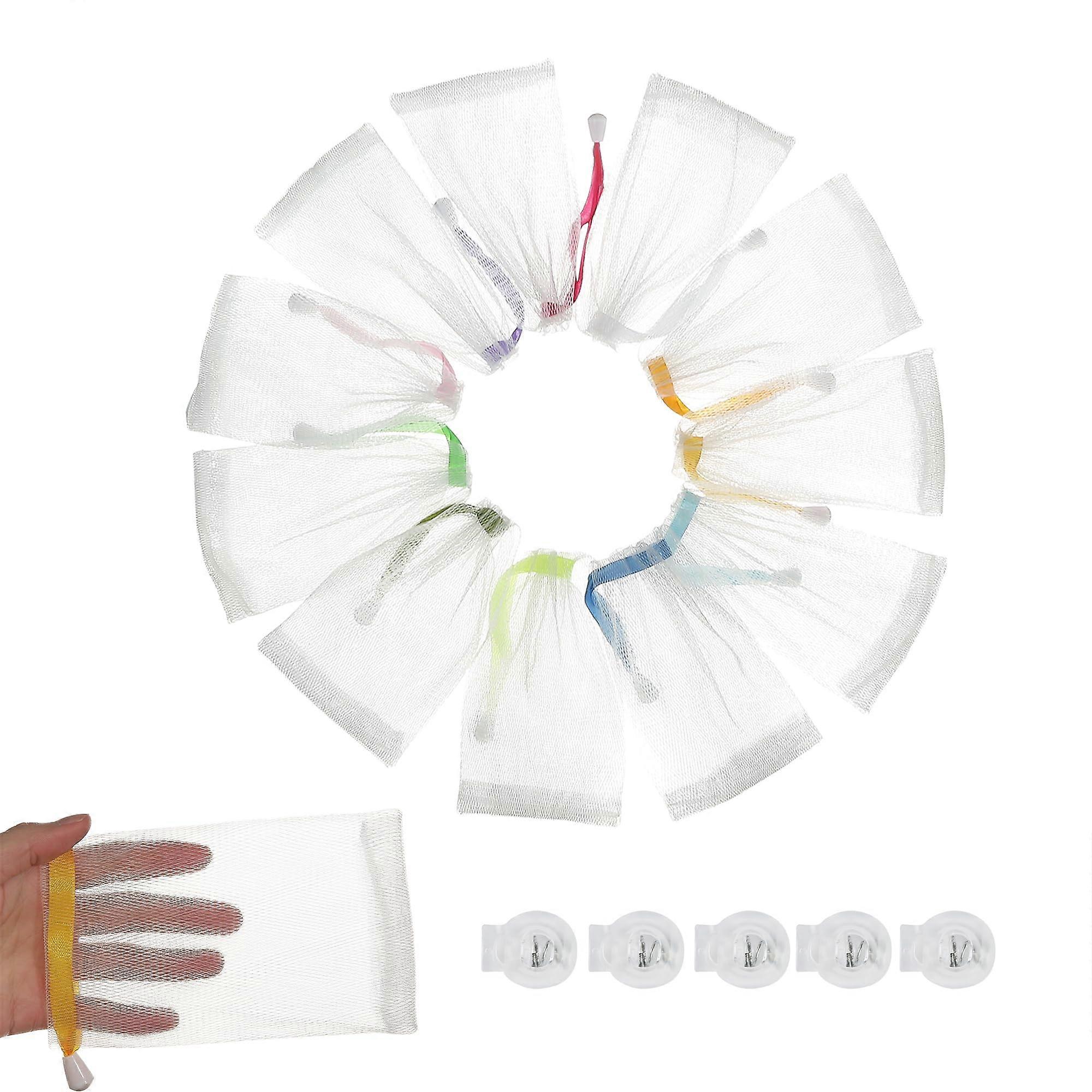 12PCS Mesh Soap Saver Bags with Drawstring Cord Lock, Exfoliating Soap Pouches for Shower and Bath