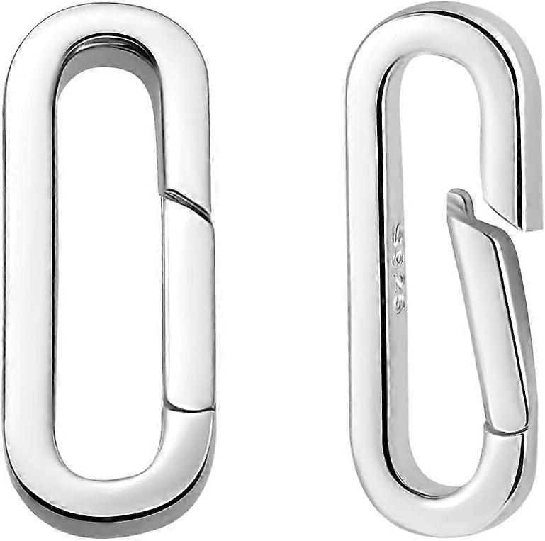 2pcs 925 Sterling Silver Spring Bail Connector 20x7mm Long Necklace Clasps and Closures Bail Clasp Necklace Enhancer Connector Snap Clasps Gate Ring f