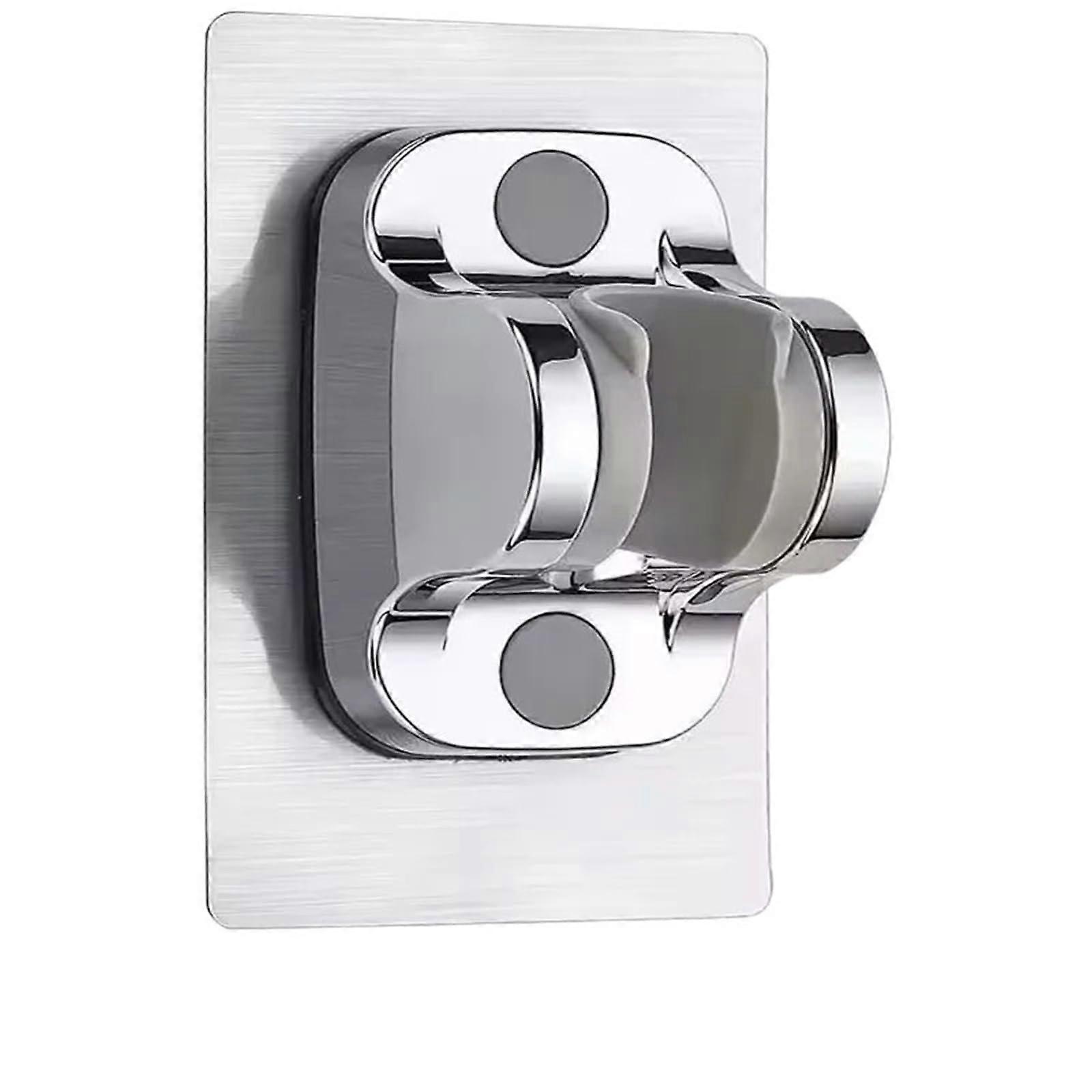 Handheld  Pressure Shower Head with Dual Spray Modes Water Saving OneKey Stop Silver Holder