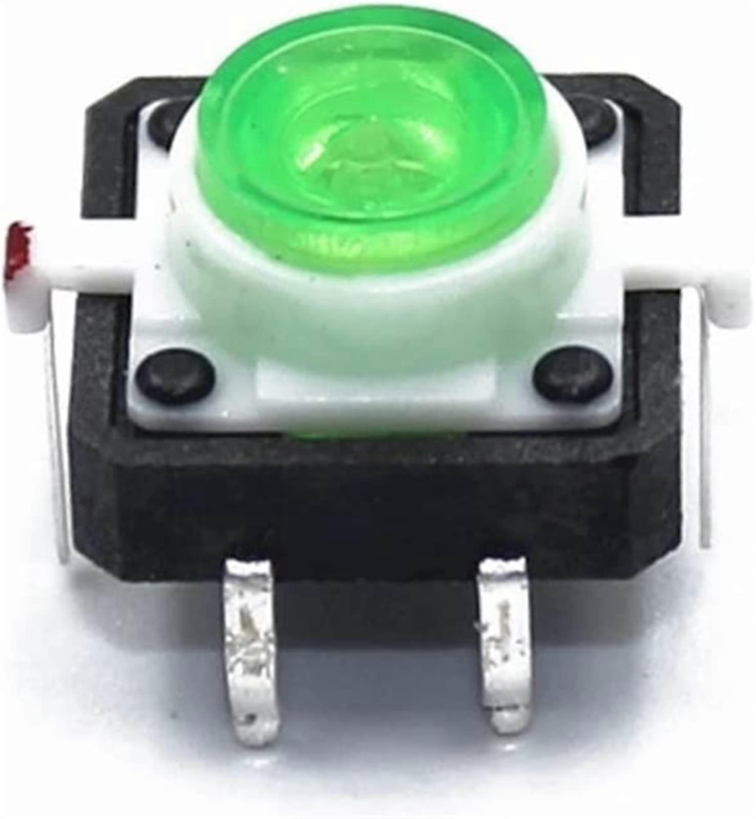 Switches 100Pcs Tactile Push Button Switch 12x12x7.3mm Momentary 5Color LED PCB Mount