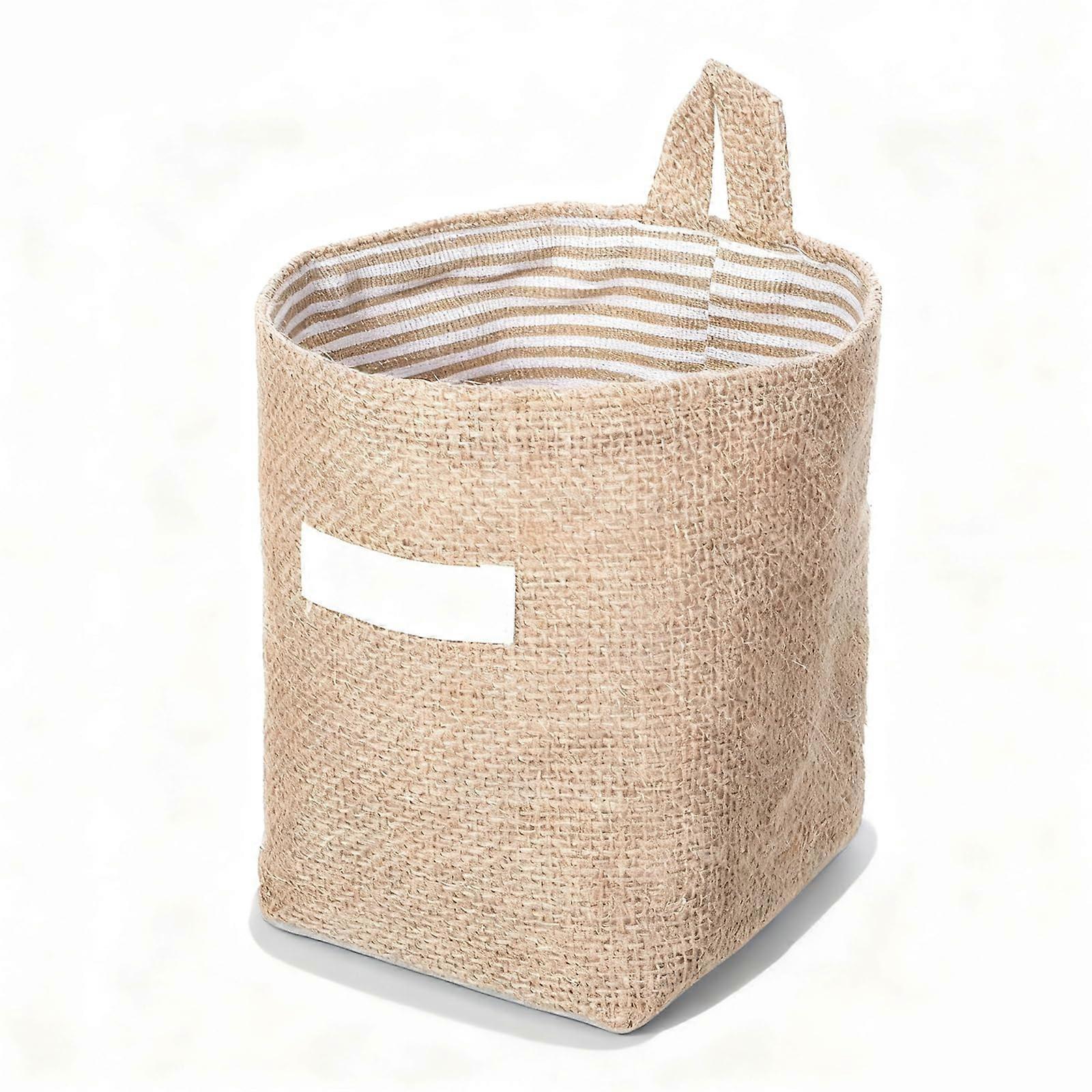 Small Jute Hanging Storage Basket Foldable Rustic Wall Mounted Organizer for Keys and Mail