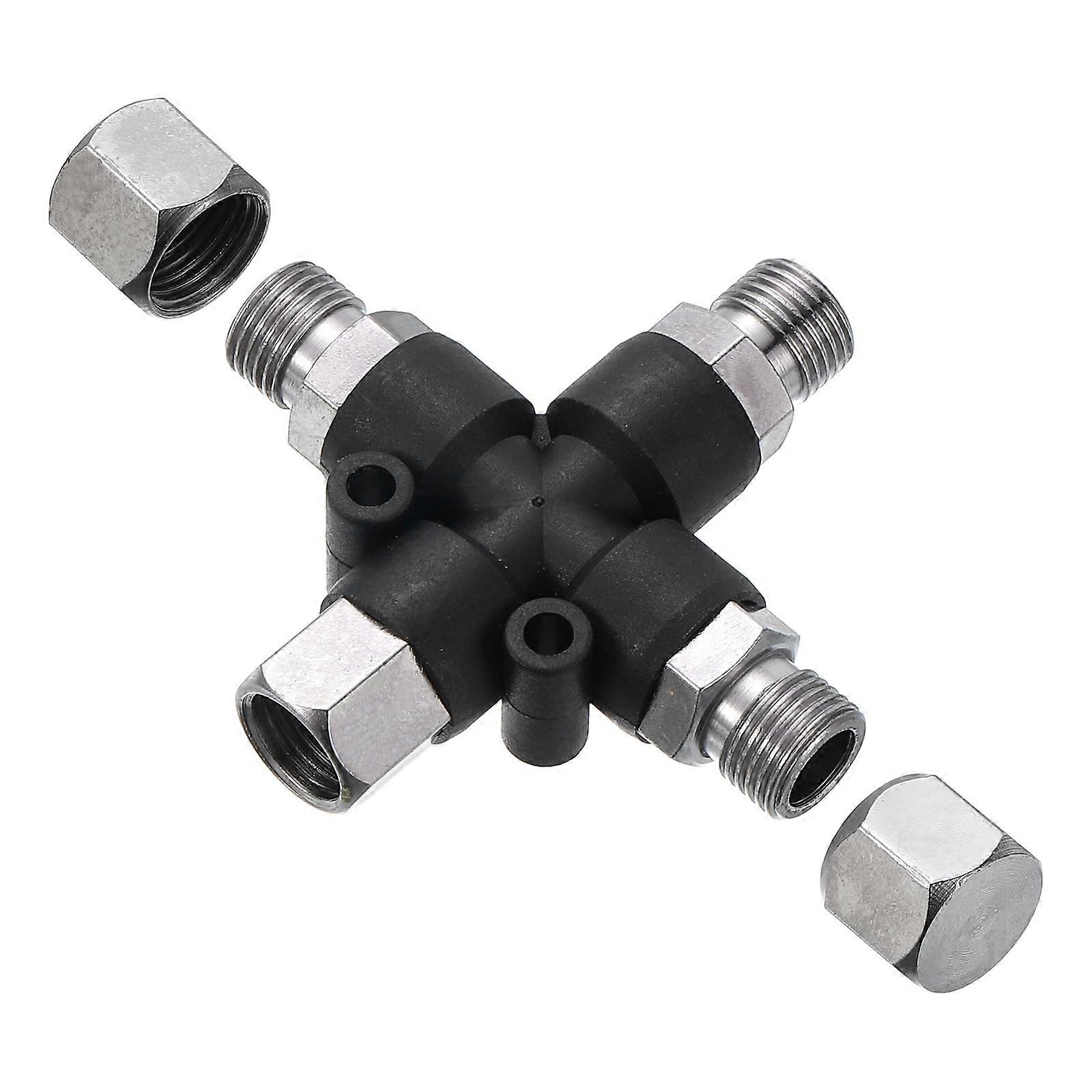 3 Way Airbrush Manifold Hose Splitter 1/8' BSP Connector with Plug Nut for Spray Guns