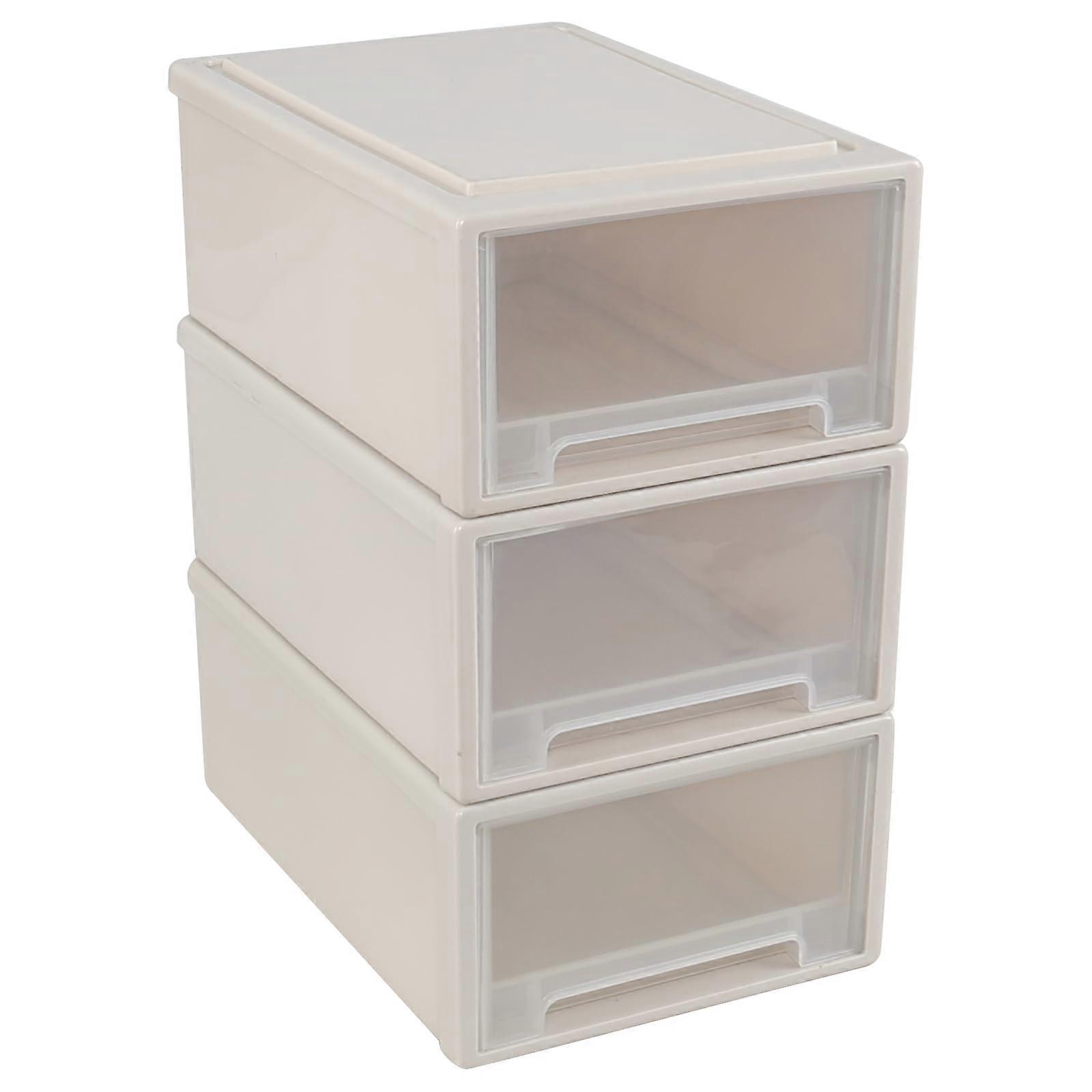 3 Pack 12 Quart Stackable Plastic Storage Drawer Organizer with Clear Front and BuiltIn Handle