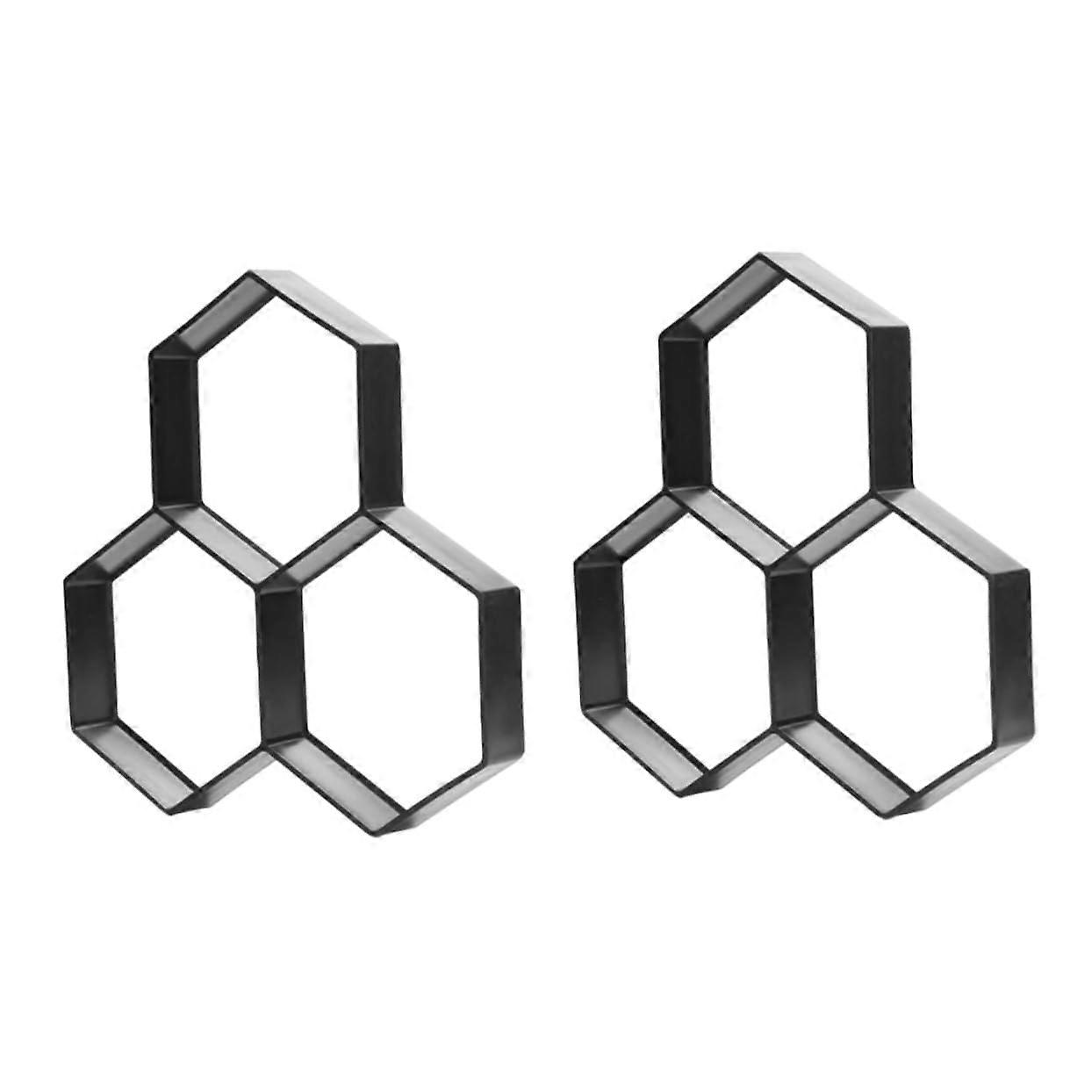 2pcs Hexagon Concrete Paving Mold for DIY Garden Pathway Easy Reusable Stepping Stone Maker