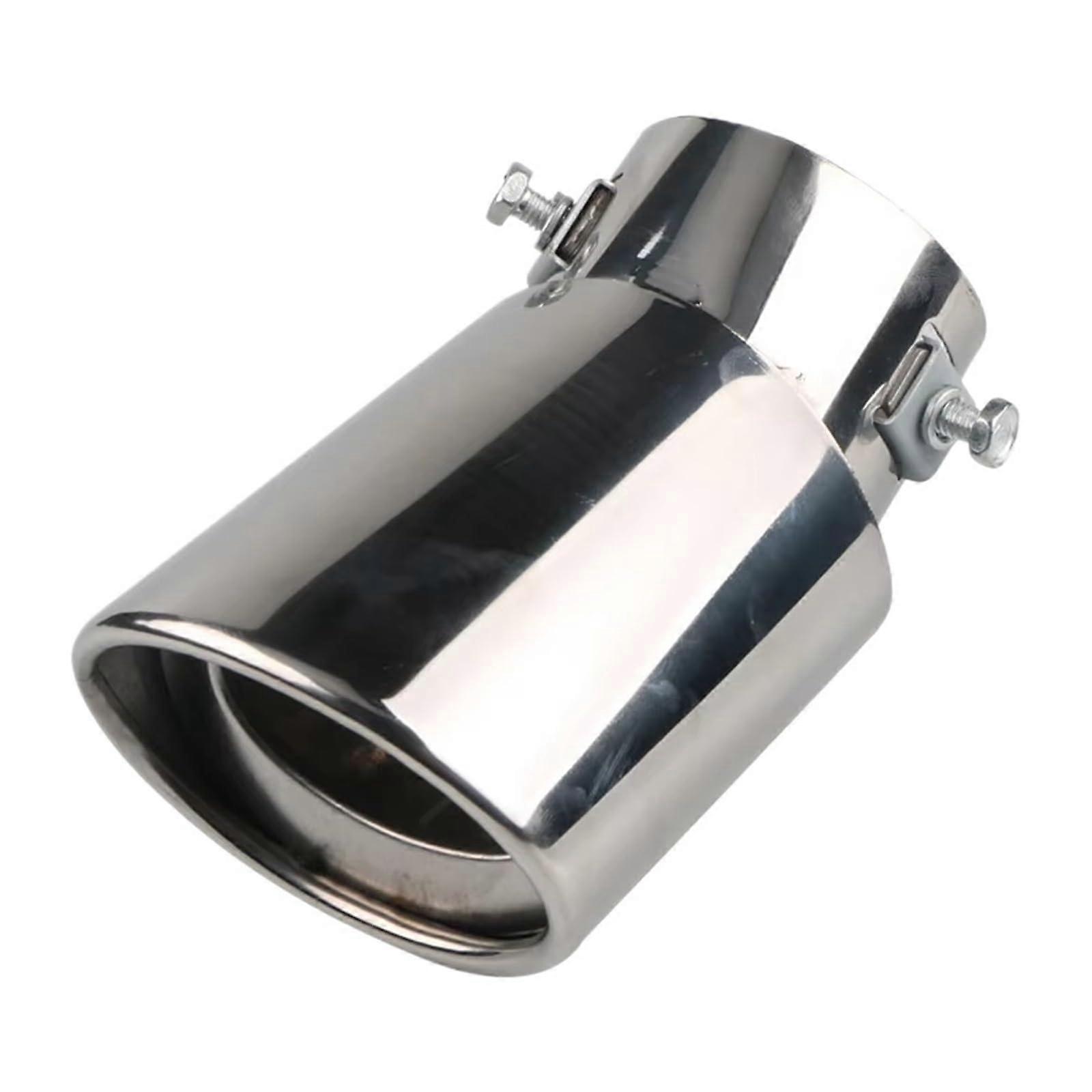 Universal Stainless Steel Car Exhaust Tip 63mm Chrome Round Tailpipe Silver Bend Modification