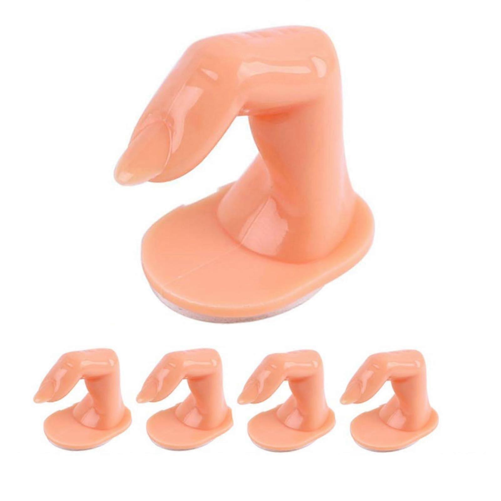 5pcs Plastic Nail Practice Fingers with Nails SelfAdhesive Reusable Tools for Nail Art Training