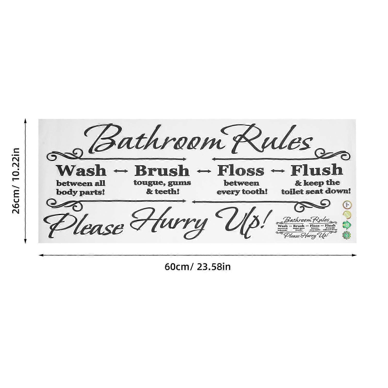 Bathroom Wall Stickers for Bathroom Rules Wall Decals Removable