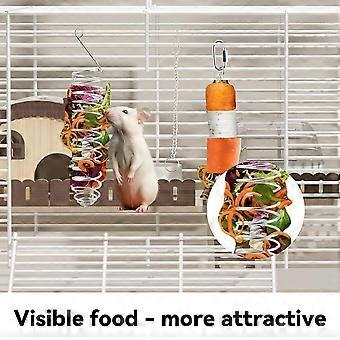 2pcs Rat Foraging Toys, Stainless Steel Spiral Long Rat Enrichment Foraging Toys with Hanging Chain Enrichment