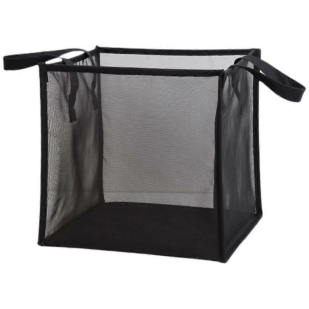 Large Capacity Mesh Laundry Basket with Comfortable Handles for Storage Use Black Polyester Mesh