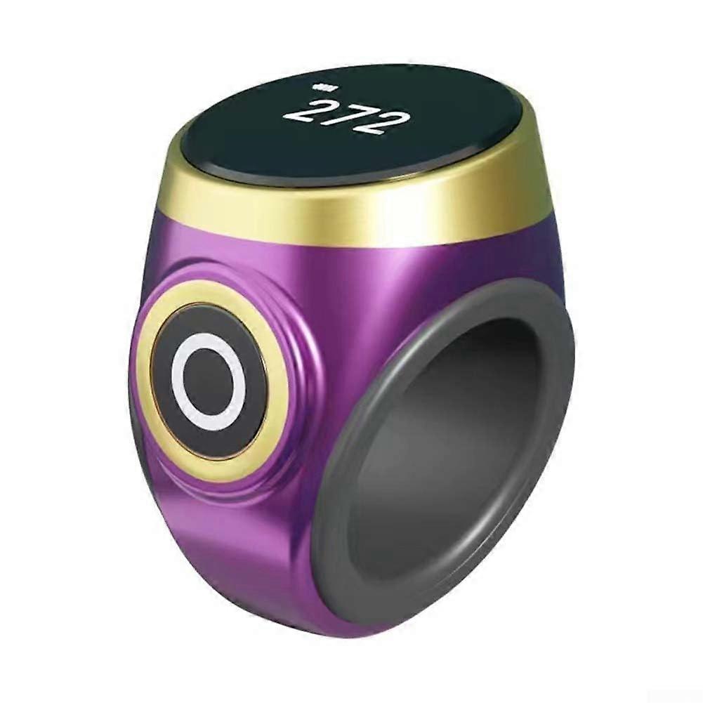 Smart Ring Digital Finger Counter with Adjustable Waterproof Fit for Prayer Reminders Purple