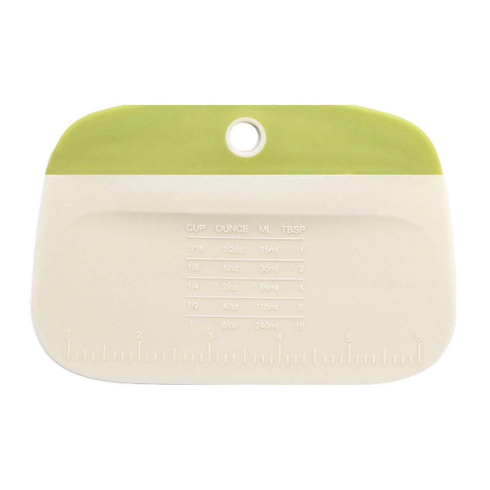 Dough Scraper with Measuring Scale, MultiFunction Pastry Cutter for Bread, Cake, Pizza  Green