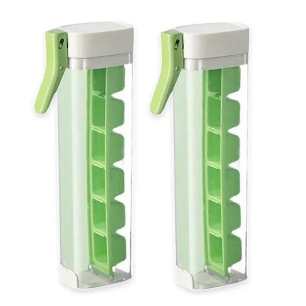 2PCS OneHanded Silicone Ice Cube Tray Easy Release 6 Compartment Small Ice Mold for Freezer