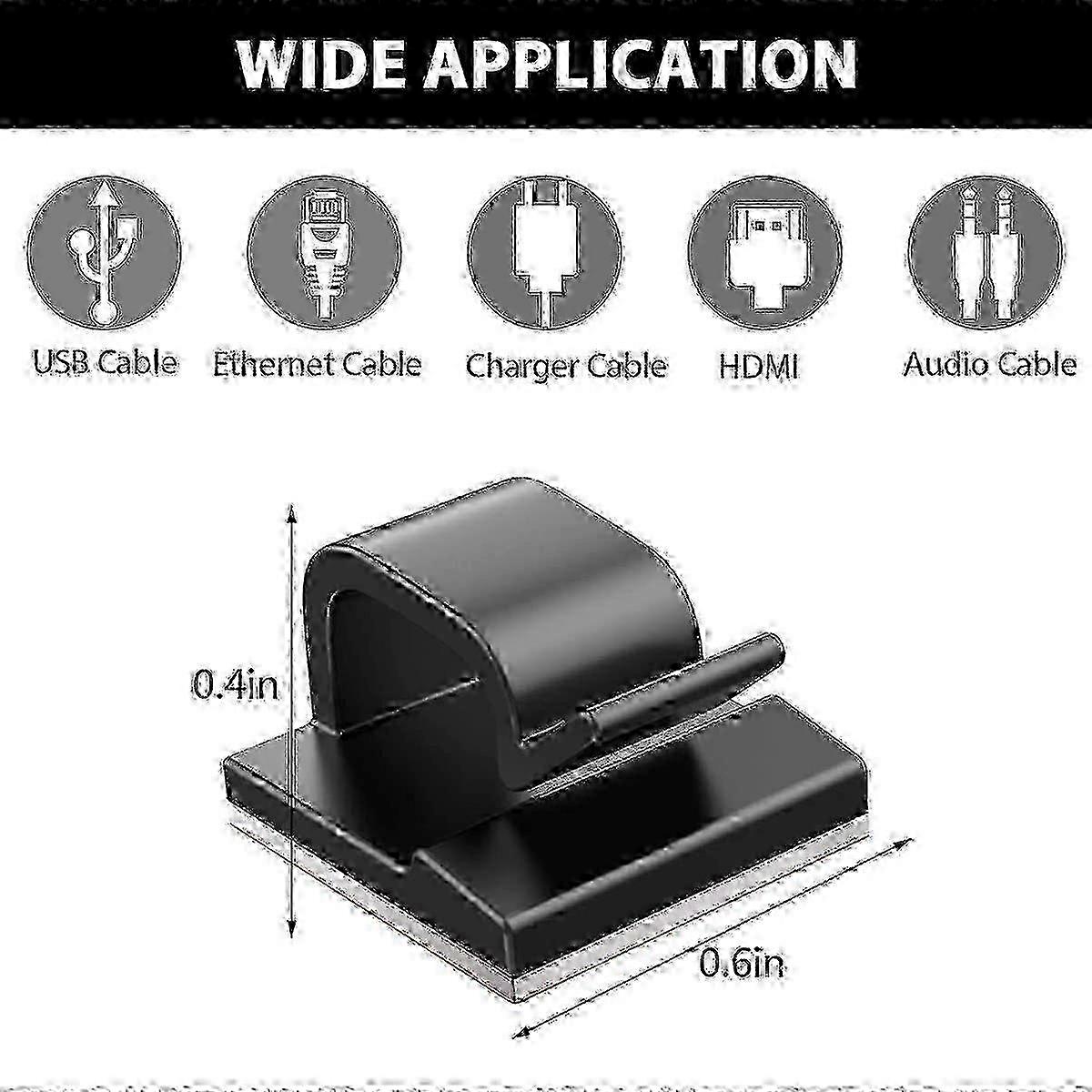 50PCS Cable Clips - Black Self Adhesive Cable Clips for Outdoor Light Wire