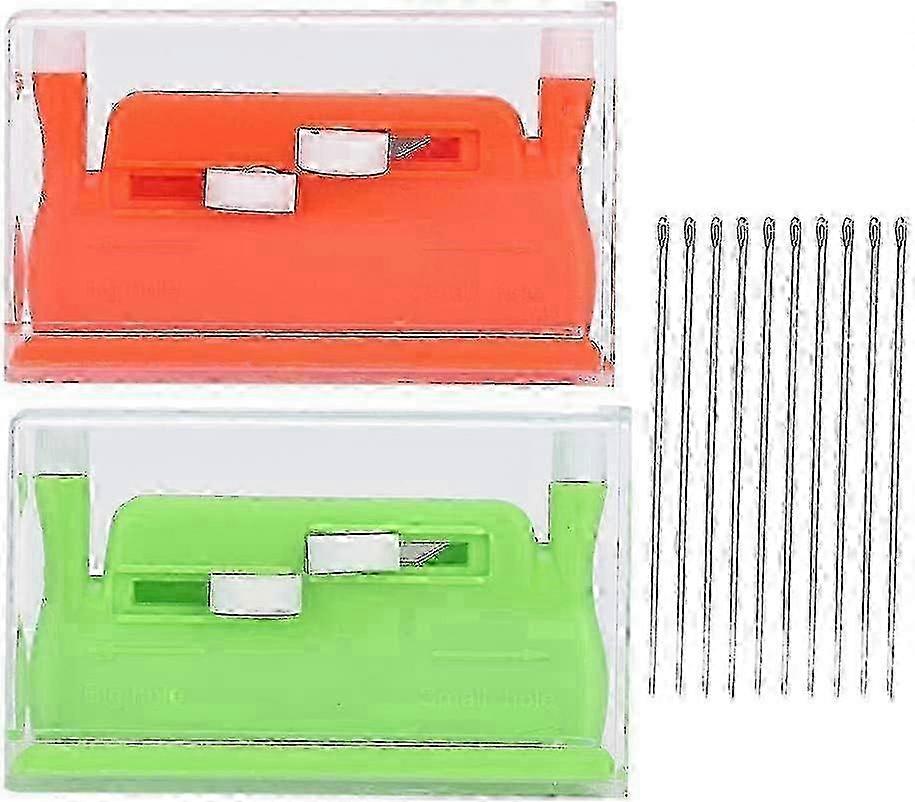 Thread Needle Threader, Needle Threader, Automatic Needle Threader Device, 2 Pcs Automatic Needle Threader Hand Needle Threader with Needles for