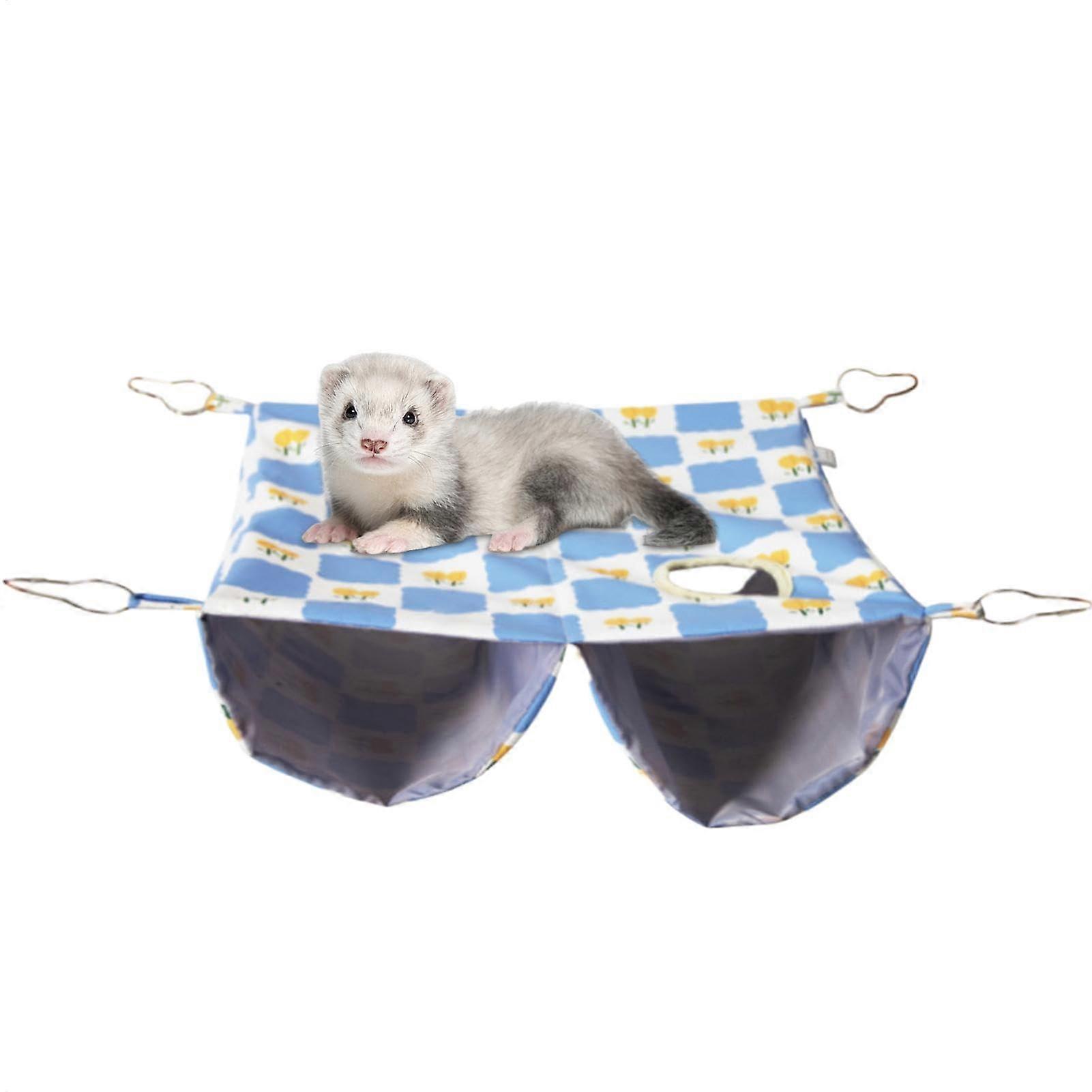 Ferret Hammock Plush Cage Bed with MultiSided Opening and Adjustable Straps for Small Animals