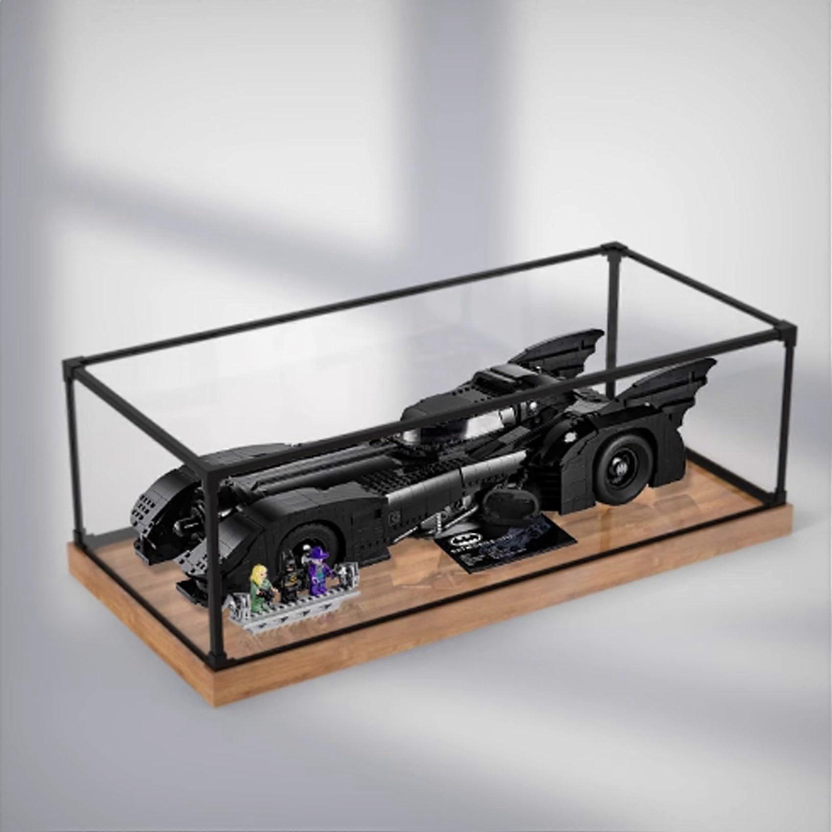 Acrylic Display Case for  76139 Batmobile, Clear Dustproof Box with Sturdy Black Base