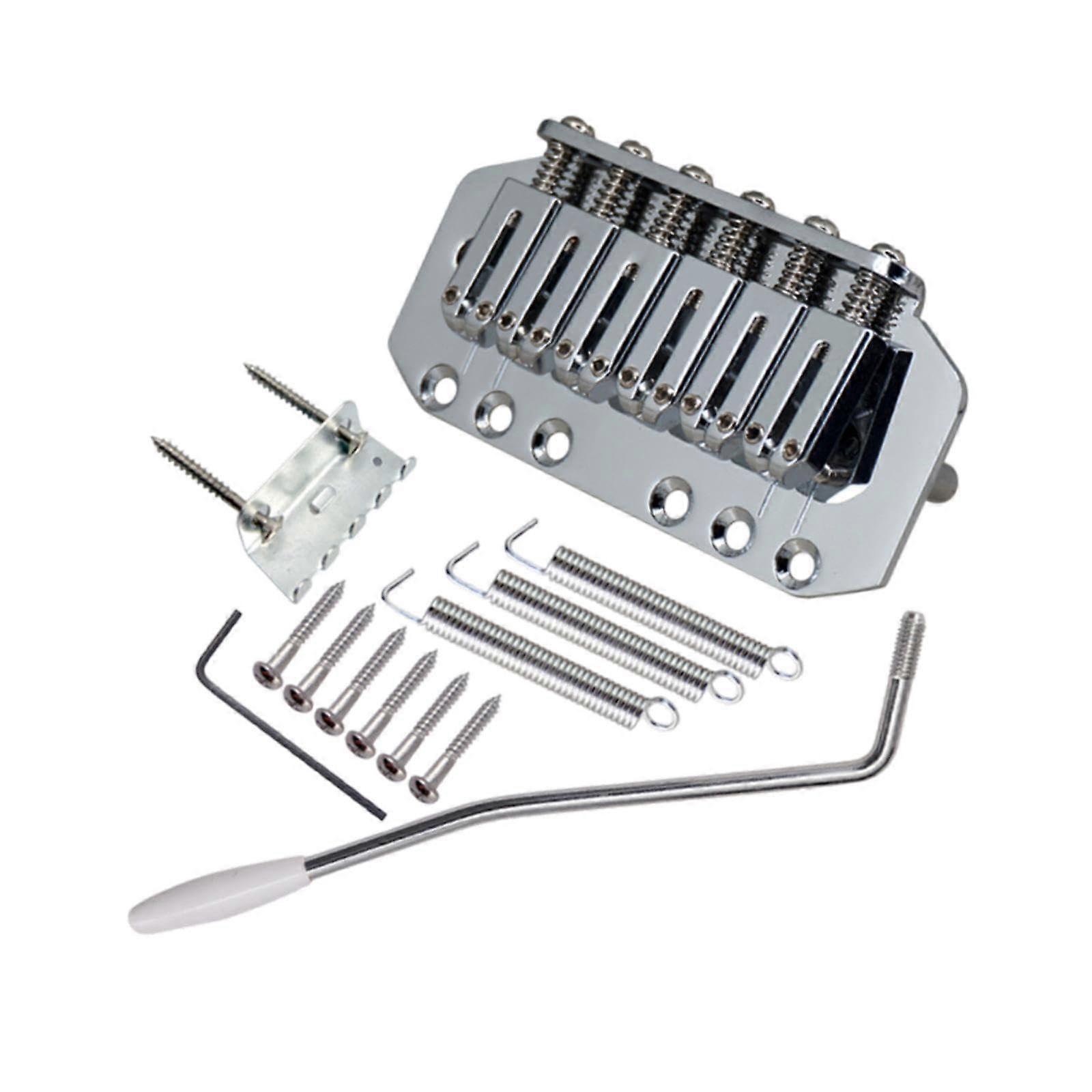 Electric Guitar Bridge 6 String Hardtail Fixed Tailpiece Easy Install Stable Tuning Silver