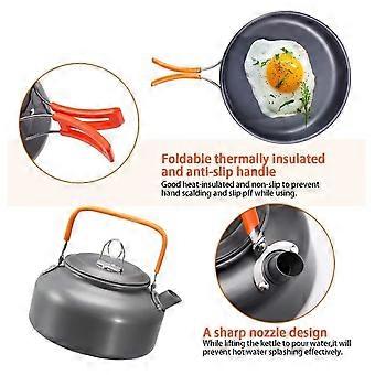 Conjunto de utensílios de cozinha para camping, em alumínio antiaderente, portátil, para uso externo, incluindo chaleira, panela e tigela para cozinhar em trilhas.