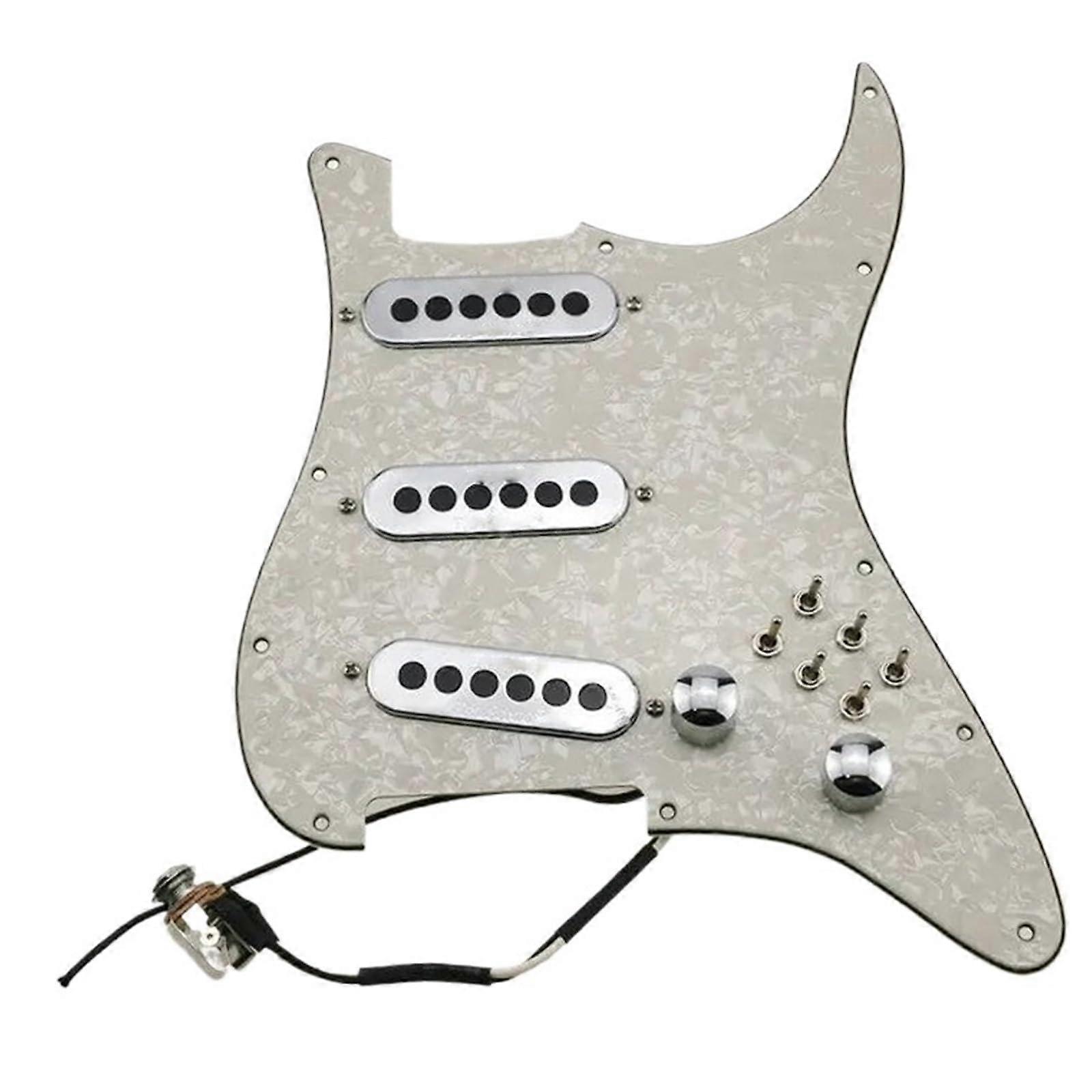 Electric Guitar Loaded Pickguard SSS Single Coil Prewired for Strat Chrome Knobs Yellow