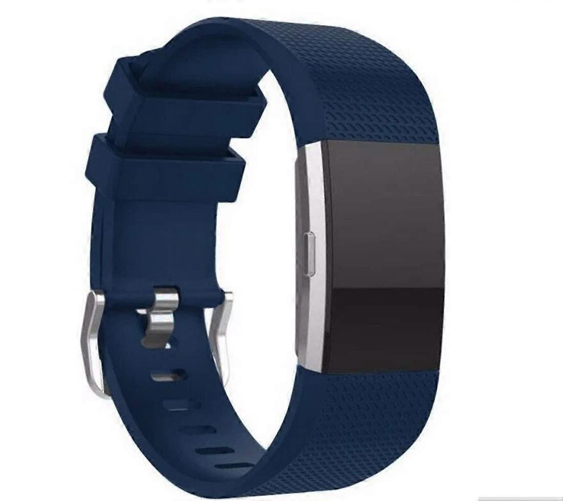 Replacement Band for Fitbit Charge 2 Large Navy Blue Sport Strap with Secure Metal Clasp