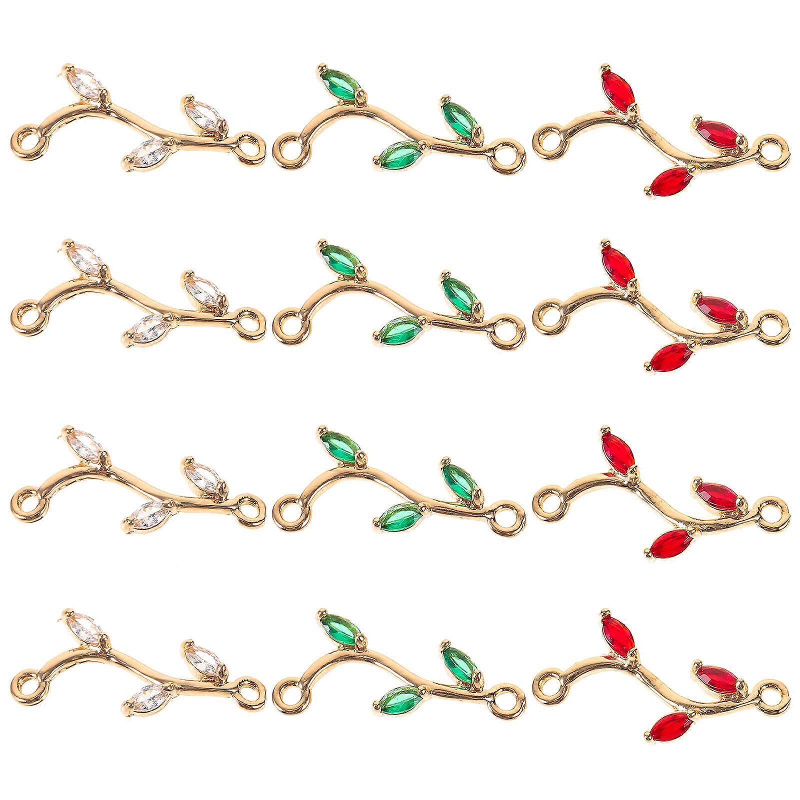 Assorted Color Copper Leaf Pendant Charms for Jewelry Making 12Pcs