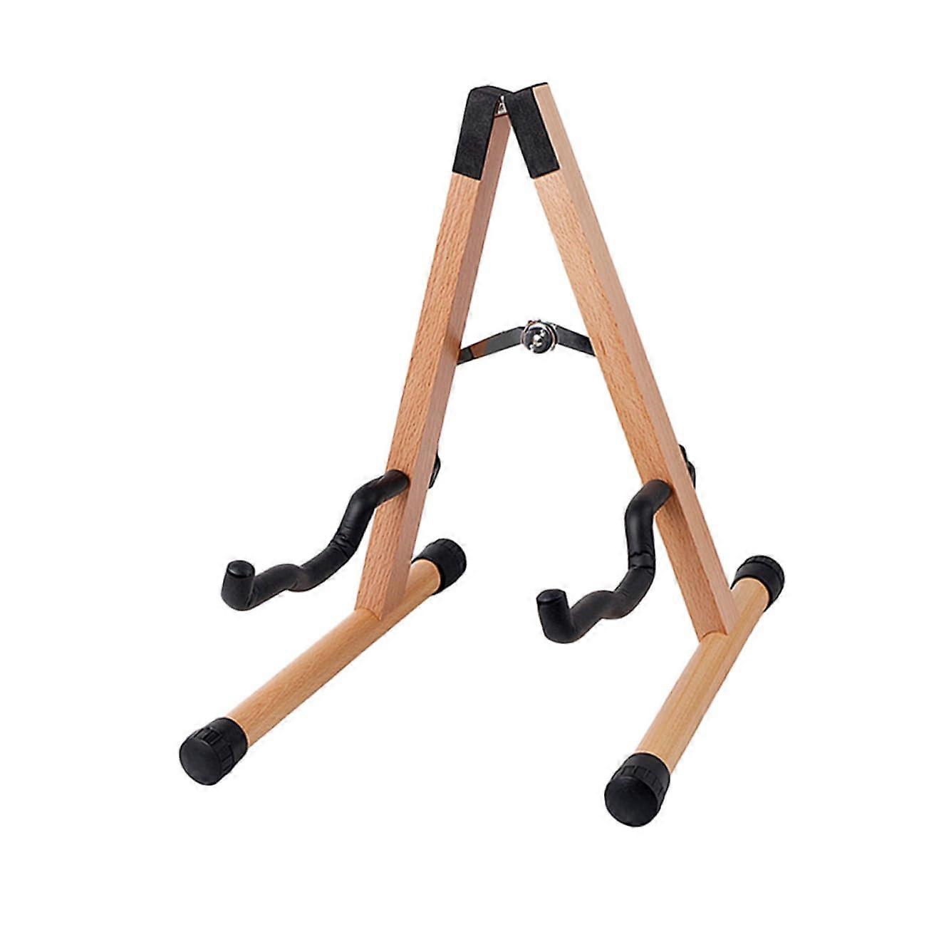 Wooden Folding Guitar Stand for Bass with Protective Padded Points and Stable Triangular Frame
