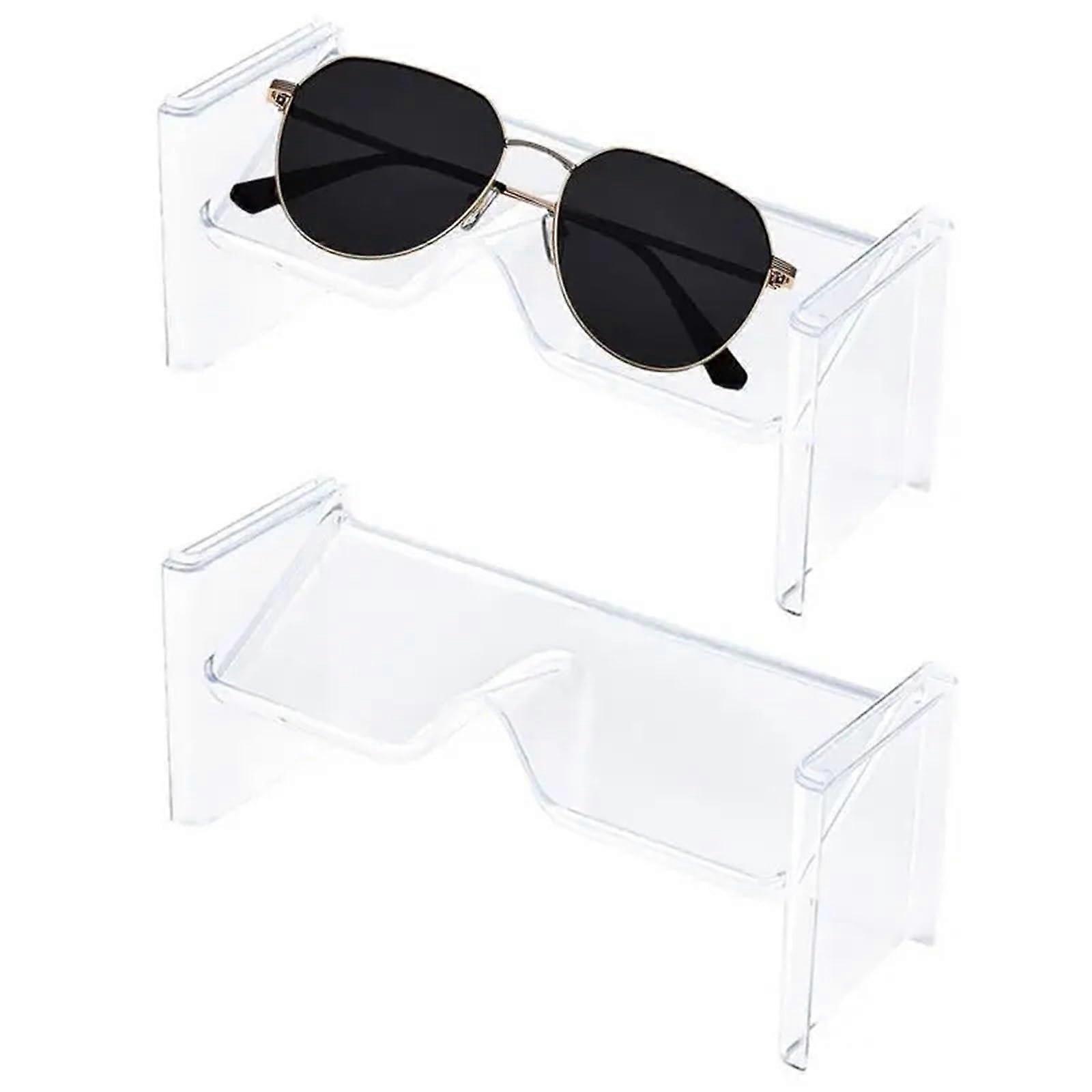 6pcs Clear Stackable Sunglasses Organizer Eyeglasses Display Stand for Bedroom Tabletop Storage