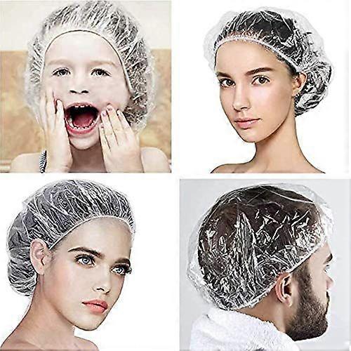 100 Pcs Disposable Shower CapWhite Transparent