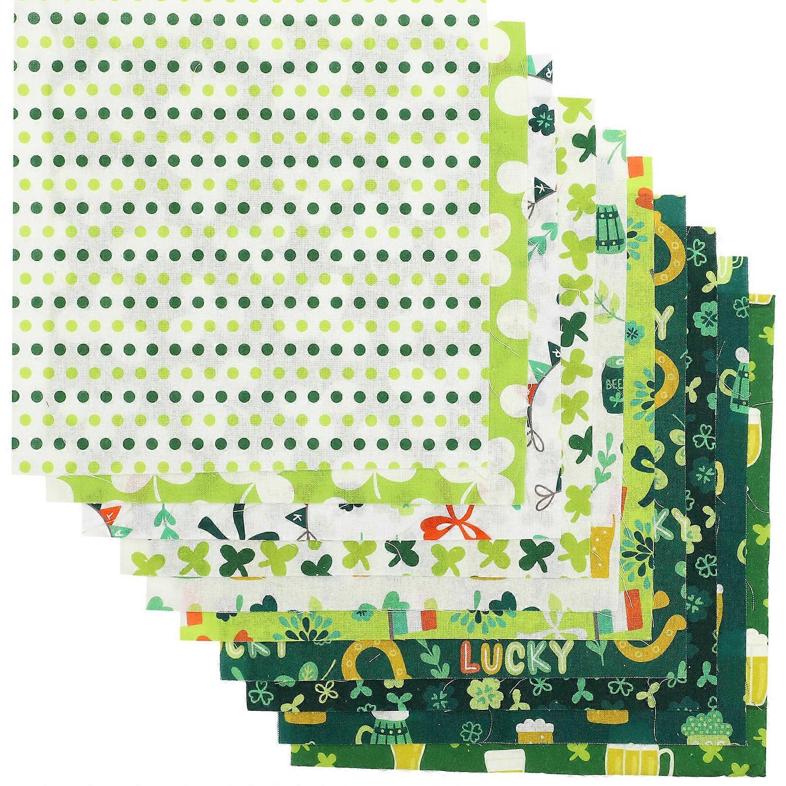 St Patrick's Day Sewing Fabric for Decor 10 Sheets Assorted Color Decorative Patchwork