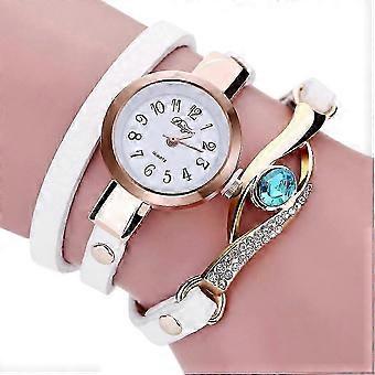 Duoya Fashion Watches Women Bracelet Leather Strap Crystal Watch Long Chain Wristwatches Jewelry Femme Gift Cool Watches White
