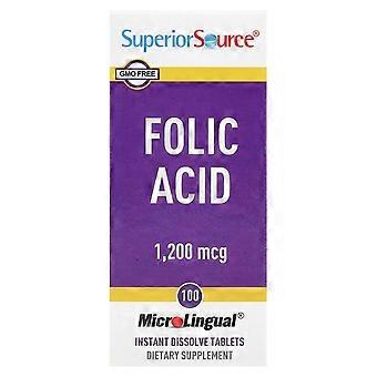 Superior Source, Folic Acid, 1,200 mcg, 100 Tablets