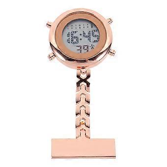 Electronic Nurse Watch Round Lapel Pin for Nurses Women and Girls Golden Alloy Material with Digital Display Alarm 1Pcs