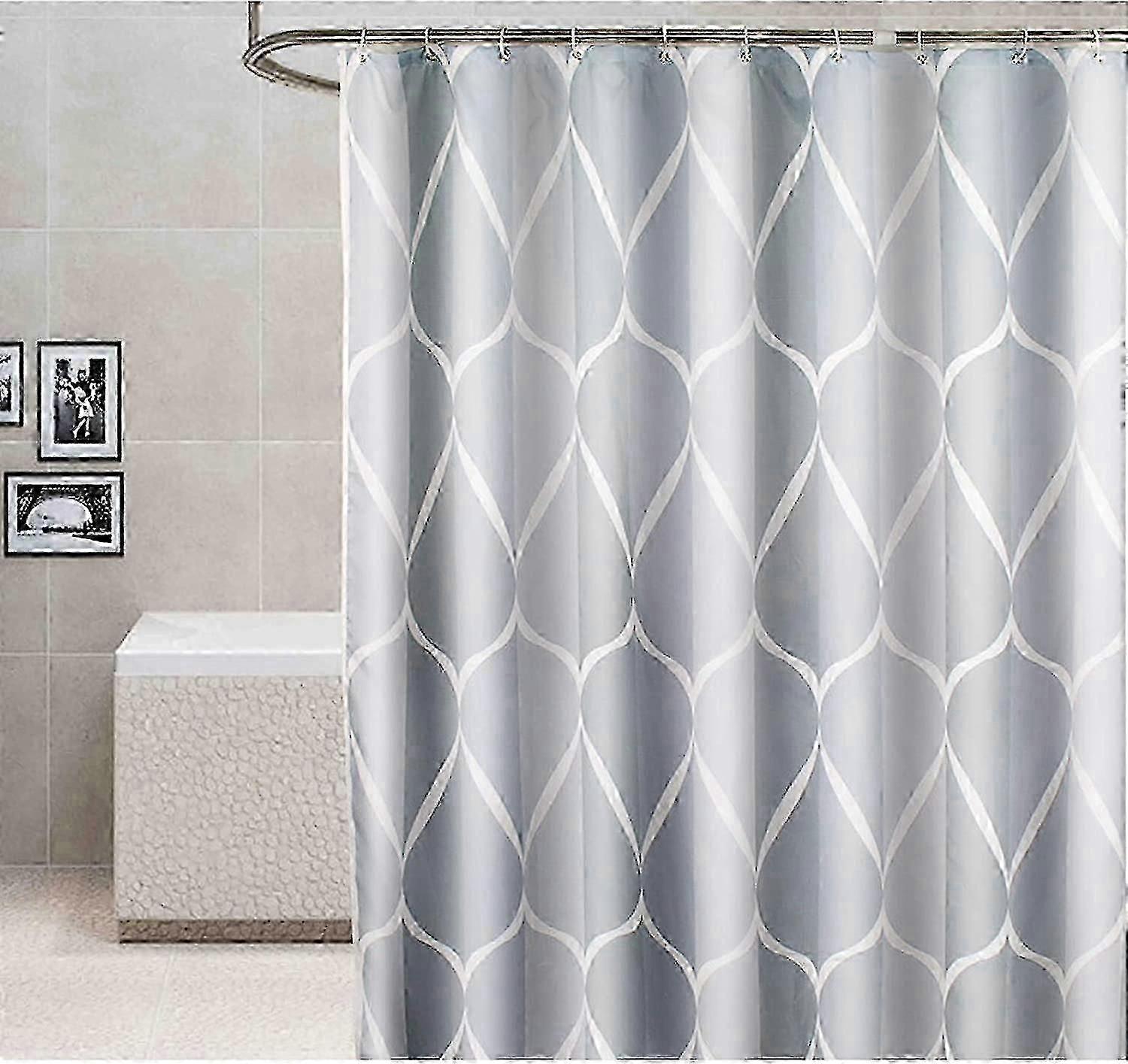 200x200cm Waterproof Shower Curtain, Gray, Mildew Proof Polyester