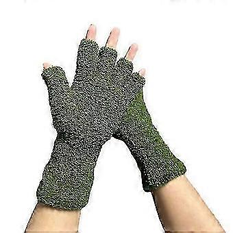 1 pari unisex-käsineitä, puolisormi, paksu fleece, pehmeä, joustava, liukumaton, lämmin, yksivärinen, mukava, tuulenpitävä, pidennetty ranne, opiskelijoiden kirjoituskäsineet