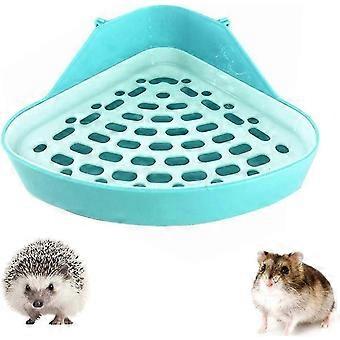Dreieckige Kleintiertoilette, robuste Kunststofftoilette für Hamster mit rutschfesten Haken, leicht zu reinigen für Kaninchen, Meerschweinchen und Hamster